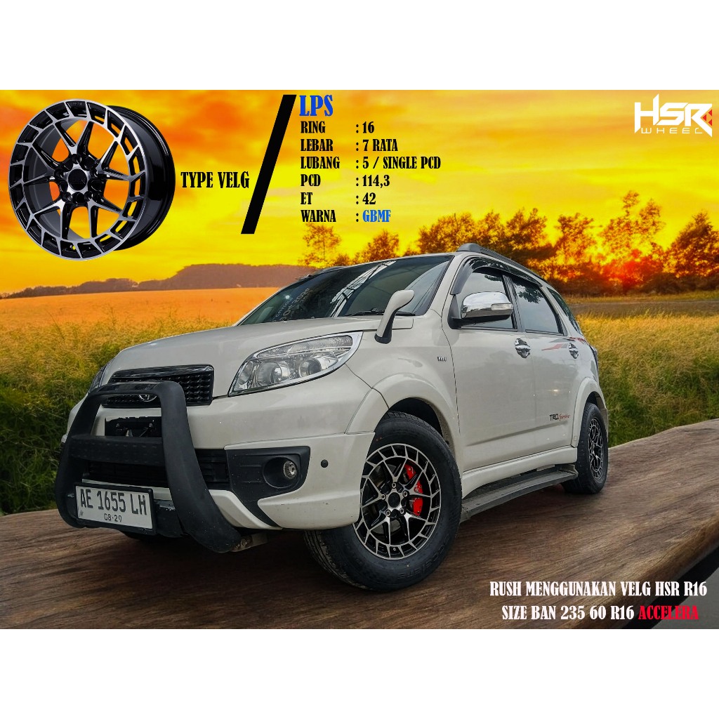 Velg Mobil Terios Rush innova Ring 16 Lubang 5 Pelek HSR Type LPS Ring 16 Double PCD