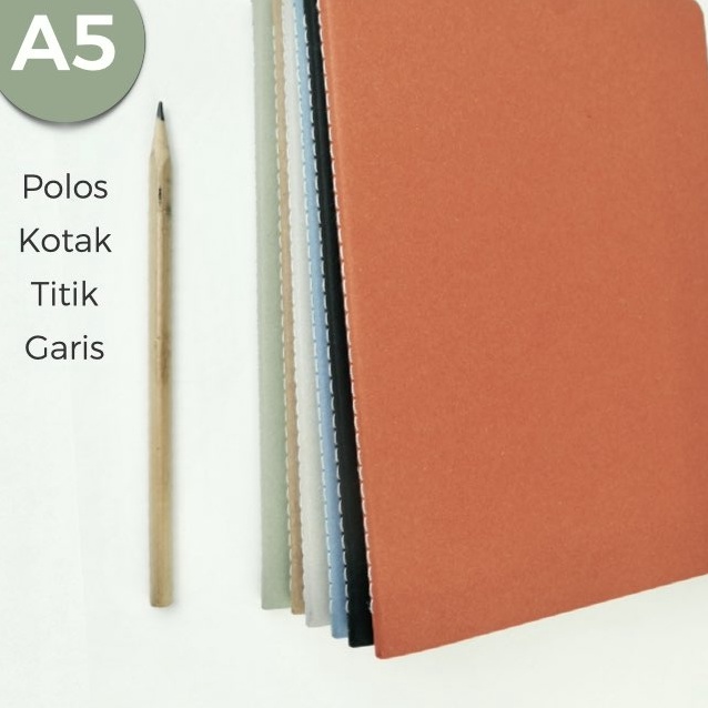 

KI3 Notebook Simple Aesthetic Buku Tulis catatan kuliah A5 JILID JAHIT isi Polos Dot Grid putih coklat samson CUSTOM