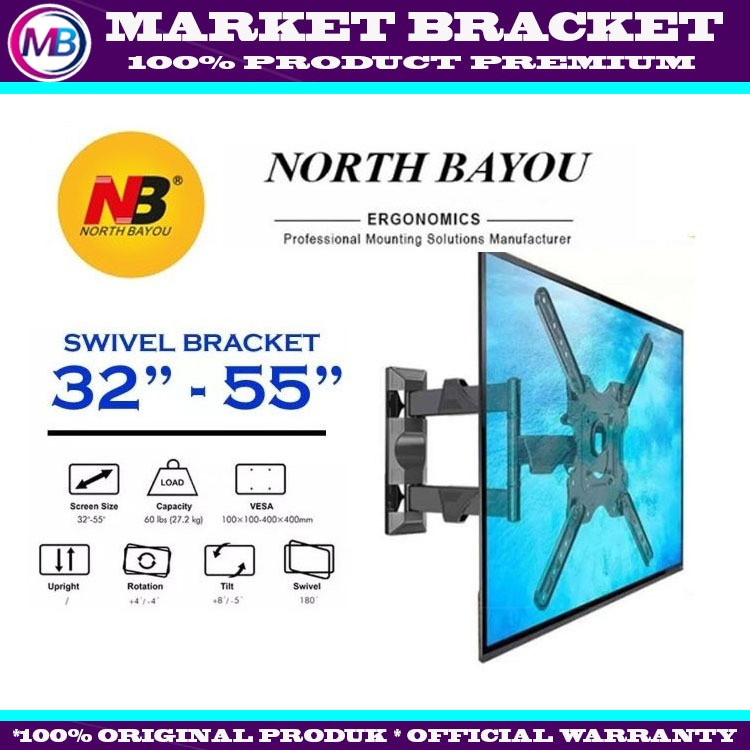 Bracket tv 32 40 43 50 55 Inch, Swivel Brecket tv NORTH BAYOU