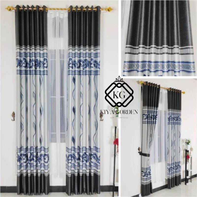 Gorden jendela pintu kamar model semokring kain blackout tebal mengkilap