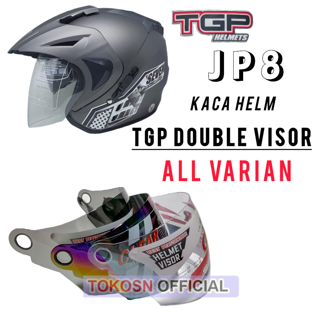 Kaca helm TGP DOUBLE VISOR visor helmet tgp SEVEN JP8 bening hitam pelangi