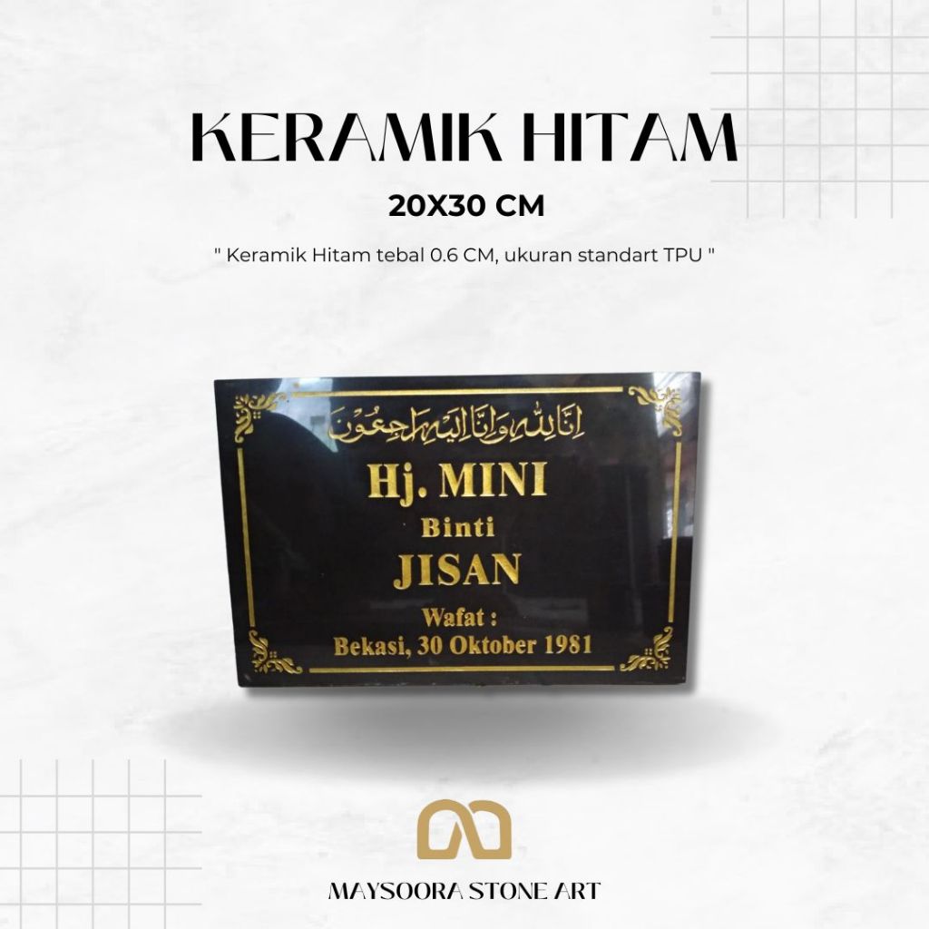 BATU NISAN KERAMIK HITAM 20X30 CM