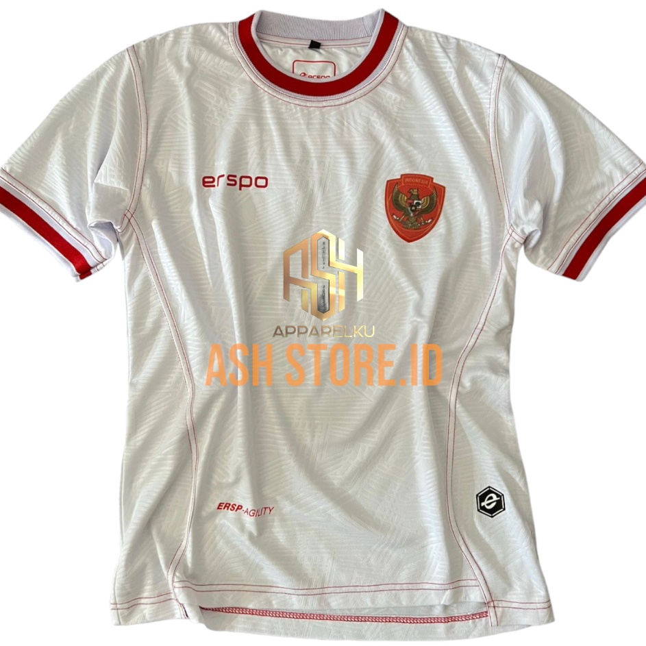 Model Terupdate  Jersey Timnas Indonesia 224 Erspo Away Putih Bahan Brazil Emboss Straw