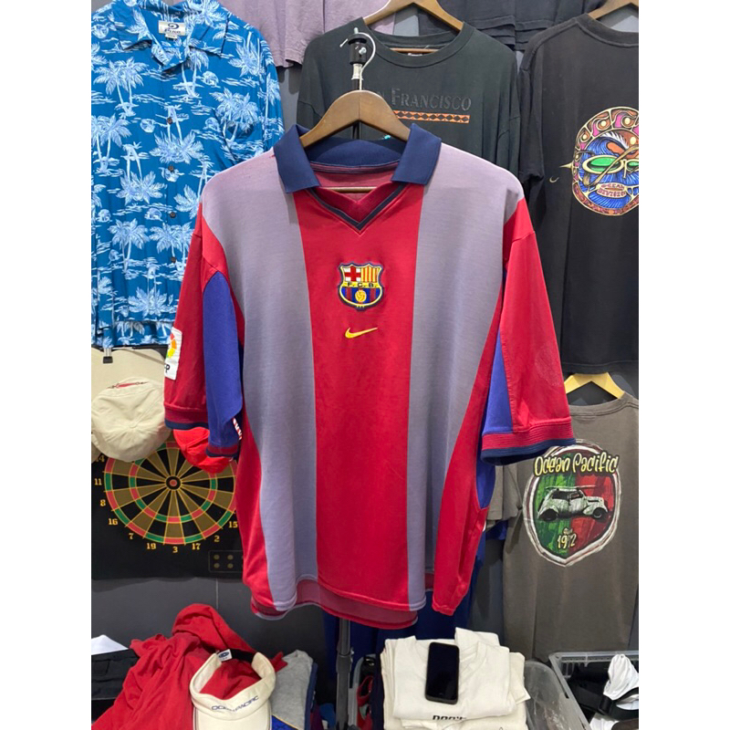 BARCELONA 2000-2001 HOME SHIRT FOOTBALL SOCCER JERSEY NIKE VINTAGE GOOD FADE