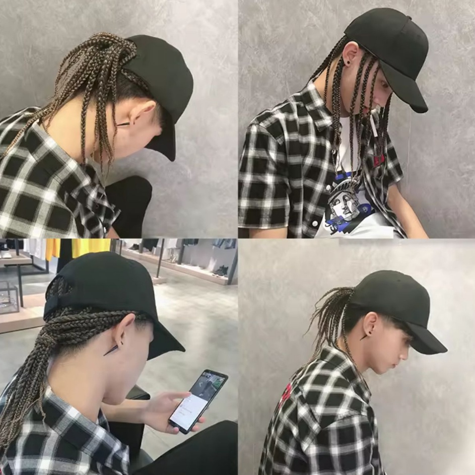 Dapatkan Hari Ini  Wig topi pria kepang banyak