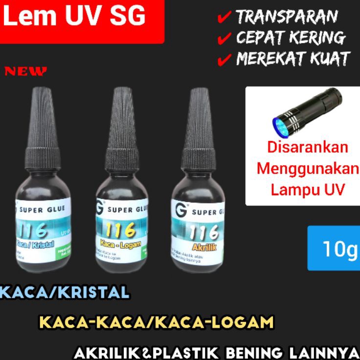 

PRODUCT HOT 1gLem UV KacaKristalKacaLogamAkrilikPlastik BeningLem UV 116Lem Sinar Ultra Violet