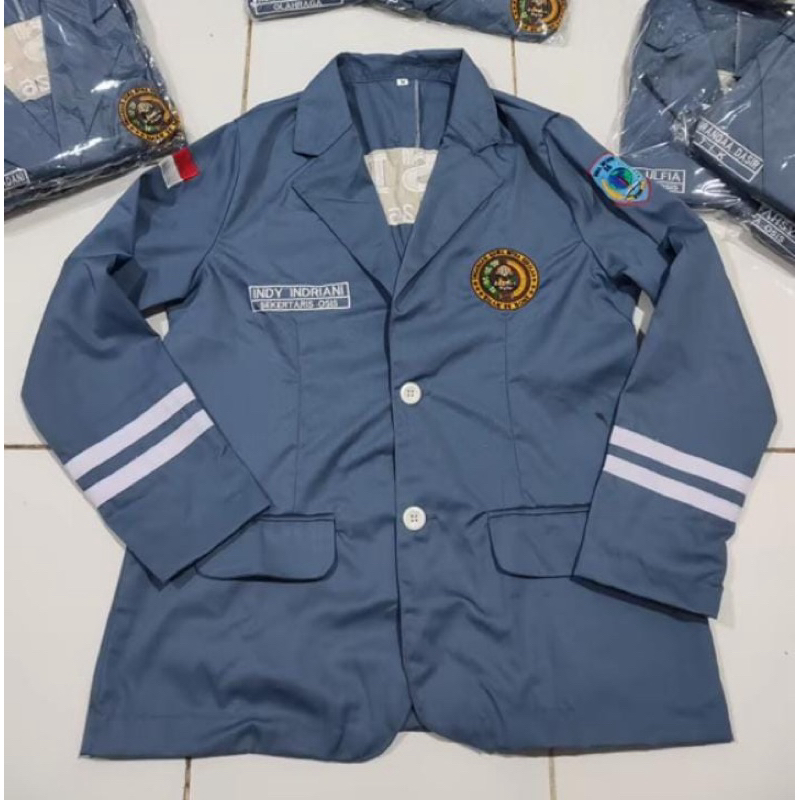 [COD] Bisa tambah Bordir Jas almamater, Navy Lis putih Jas Osis/Jas Sekolah Smp/Jas Ponpes OSIS Full