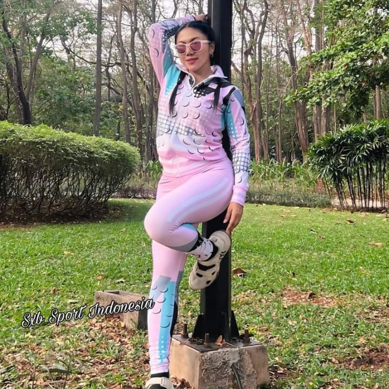 BAJU SENAM SETELAN OLAHRAGA WANITA SXB SPORT GOALS RELAXIG JAKET AND JOGGER