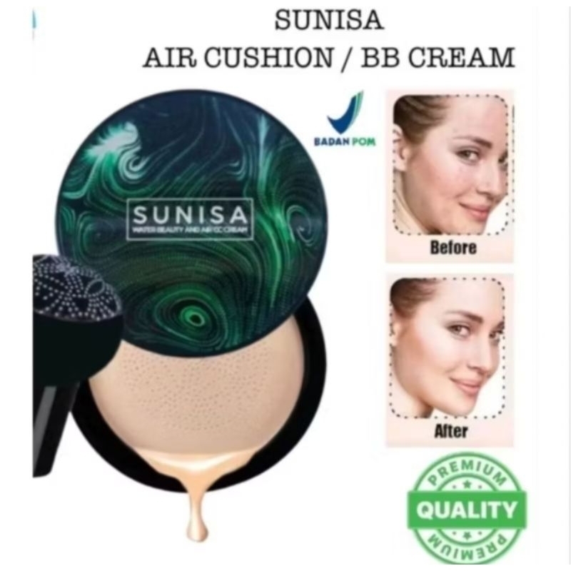 ORIGINAL BARCODE SUNISA AIR CUSHION BB CREAM / FOUNDATION / BB CUSHION GLOWING BEDAK PADAT ANTI AIR 