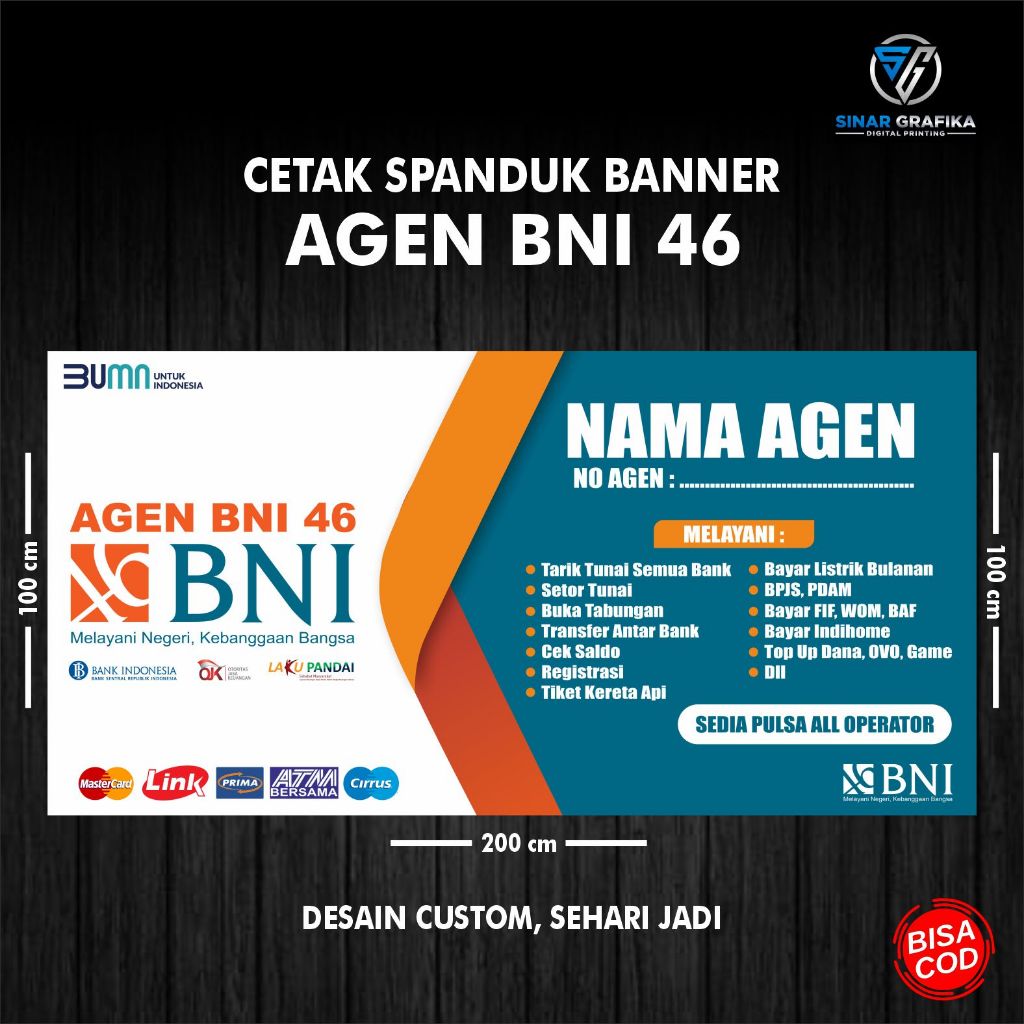 Spanduk Banner Agen46 BNI, Desain & Ukuran Bisa Custom