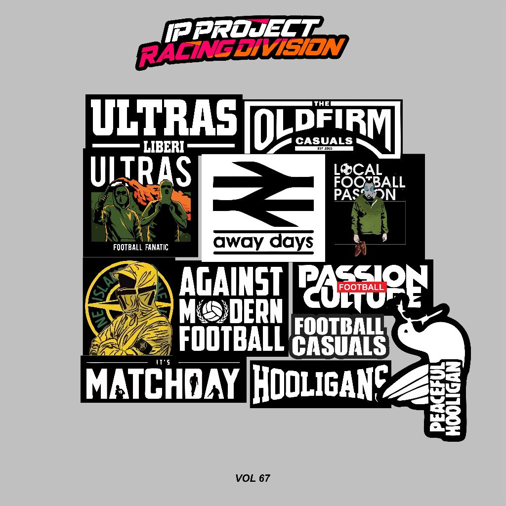 

STIKER CASUAL FOOTBAL,HOLIGANS, ULTRAS, ISI 13 PCS , sticker anti air, aesthetic, helm, laptop, case hp vol 67