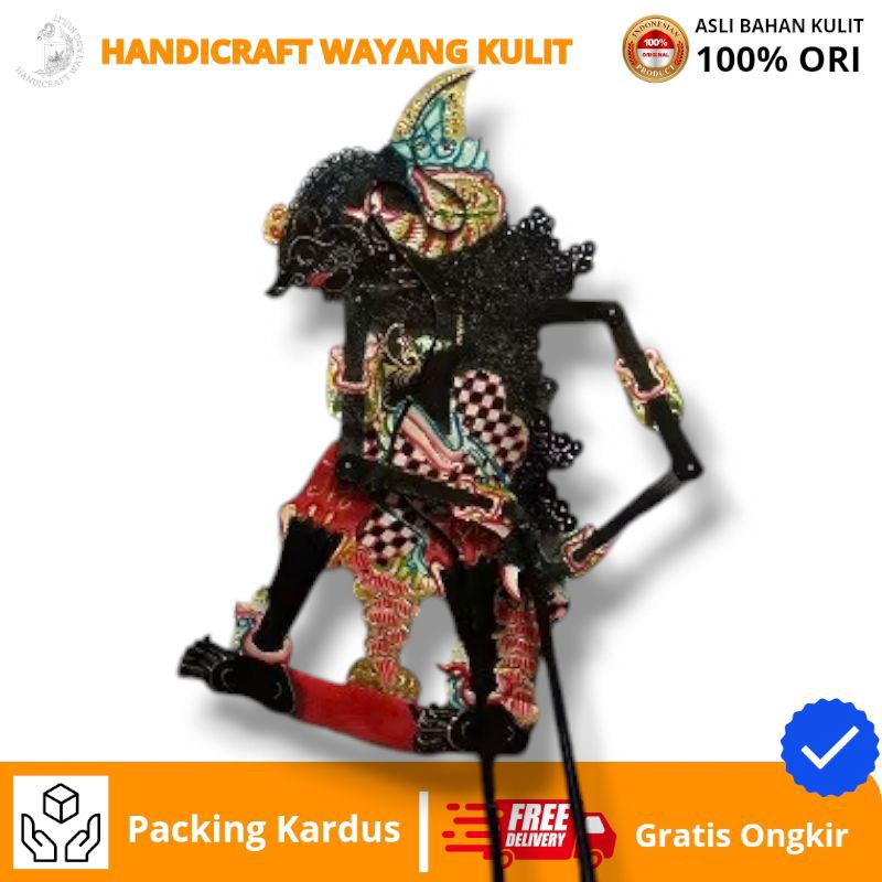 HANDICRAFT WAYANG KULIT | Wayang Purwa Wayang 100% Kulit Asli Jagal Abilawa, Brontoseno dan Bima Uku