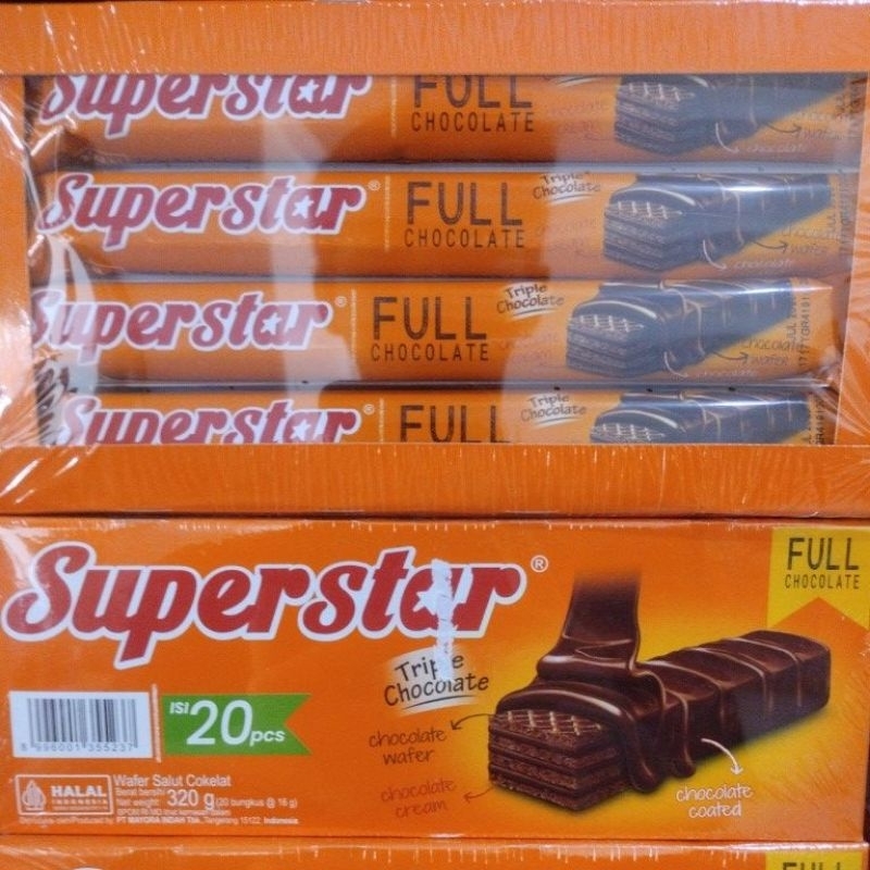 

superstar wafer cokelat superman 1pak isi 20pcs 16gr