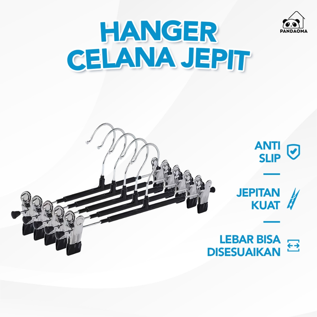 Pandaoma Hanger Celana Gantungan Baju Jepit dan Hanger Jepit Besi
