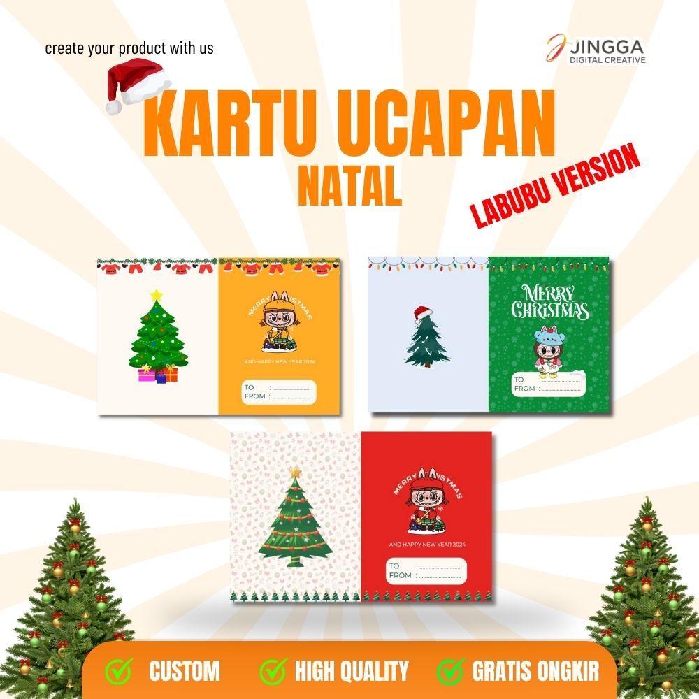 

[ISI 25 PCS] Kartu Ucapan Natal Labubu | Kartu Natal Labubu | Ucapan Natal | Kartu Ucapan Labubu Ukuran 5.5 x 8.5 CM