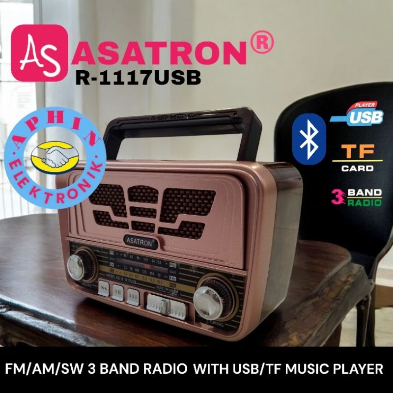 Radio ASATRON R -1117USB Radio Jadul Radio 3 Band Radio Bluetooth