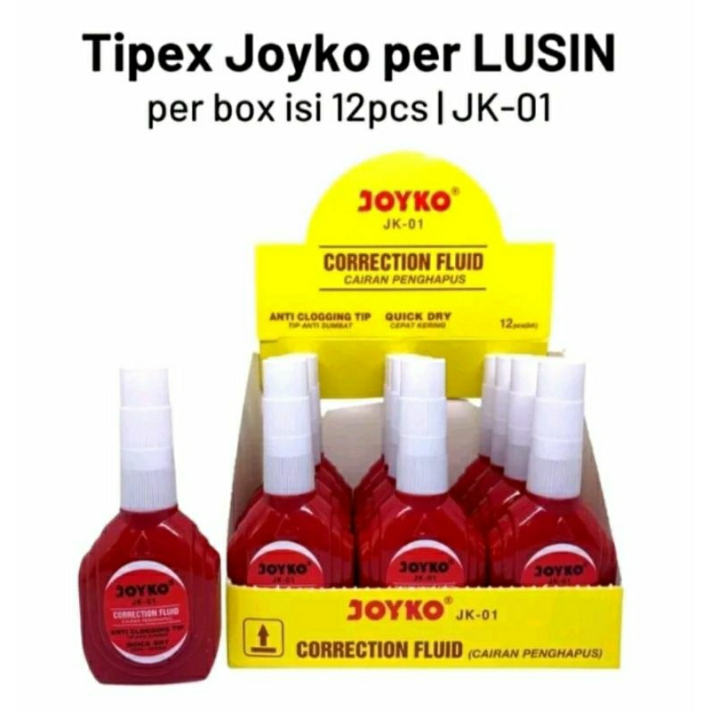 

Corection/Tip ex/Penghapus cair Botol Merah Joyko JK 01 Per 12pcs 1box