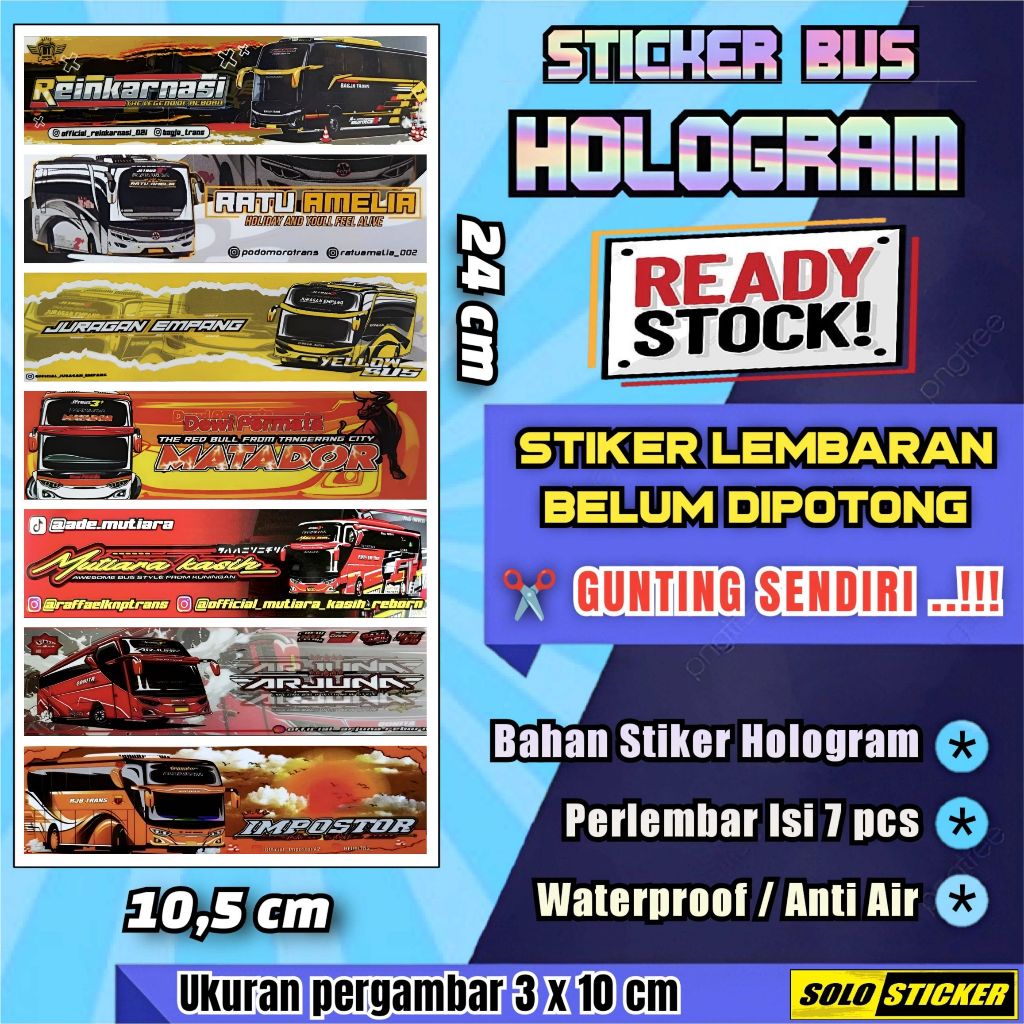 

Stiker Bus Panjang Hologram Lembaran Isi 7pc