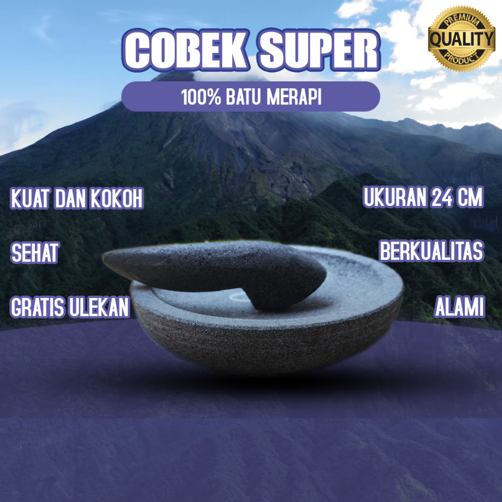 COBEK BATU 24 cm MUNTILAN COBEK BATU MERAPI COBEK MURAH BERKUALITAS GRATIS ULEKAN COBEK MAGELANG