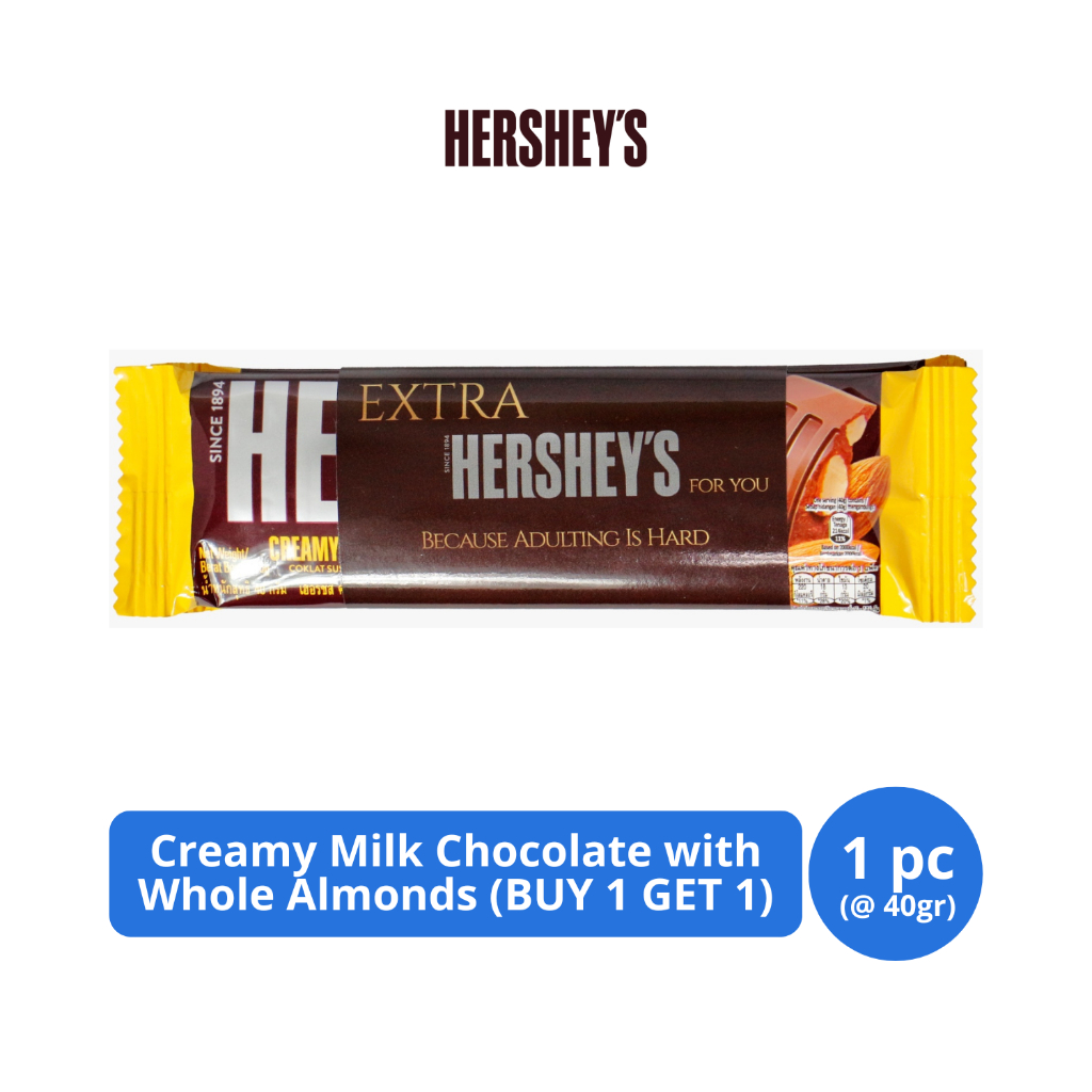 

Hershey's Bar Creamy Milk Chocolate with Whole Almonds 40gr BUY 1 GET 1