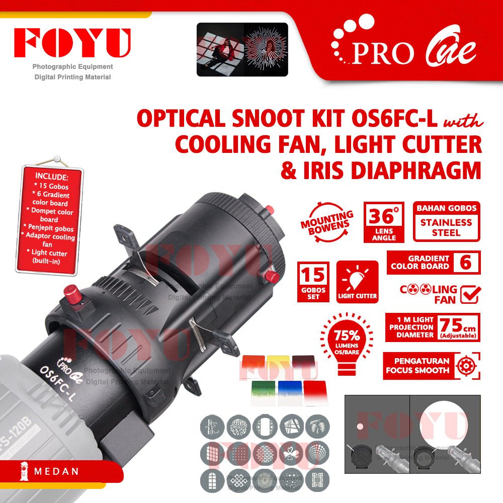 Optical Snoot Kit Light Cutter Pemotong Cahaya Projector Proyektor Bentuk Self Studio Iris Diaphragm