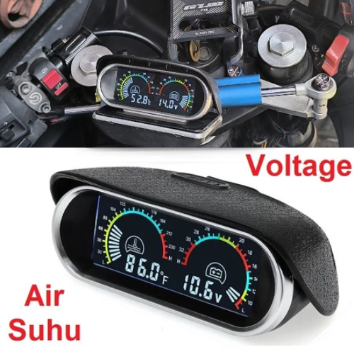 Nippy Universal 2 in 1 Suhu Air Voltmeter Motor Mobil Car Digital Horizontal Gauge Water Temperature