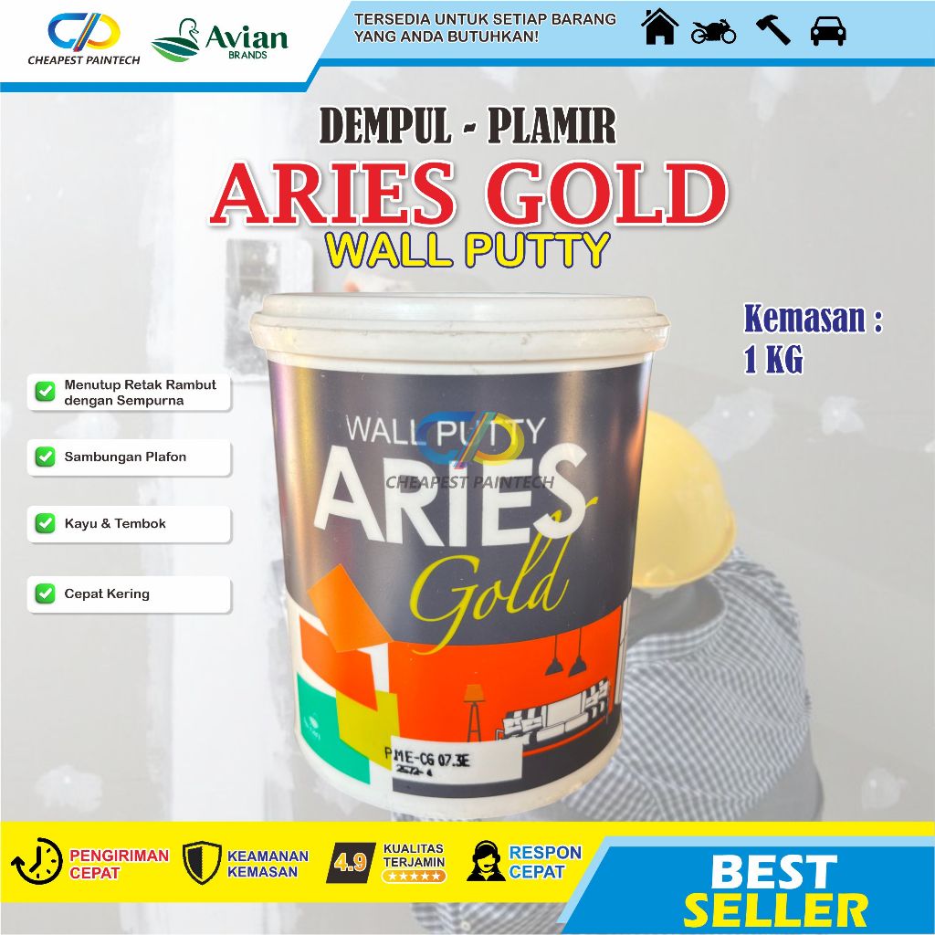 Avian Dempul Kayu - Plamir Aries Gold Wall Putty Filler 1kg- cat dempul - cat warna