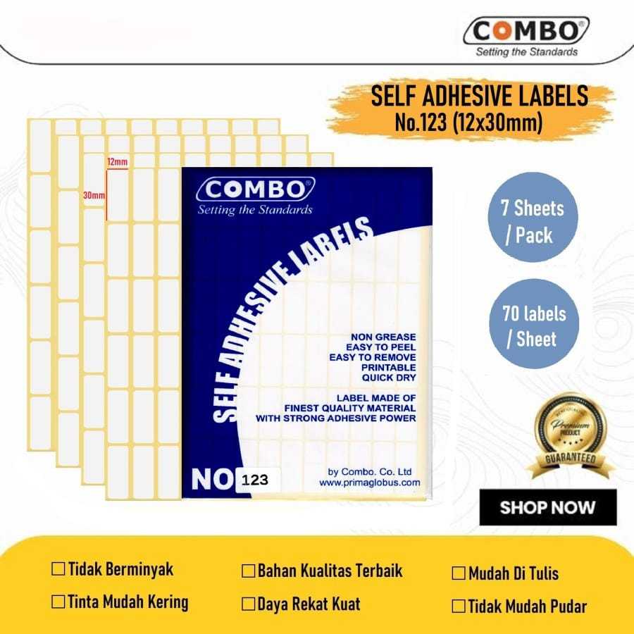 

Stiker Label No.123 12x30mm / Self Adhesive Labels 123 / Label Sticker