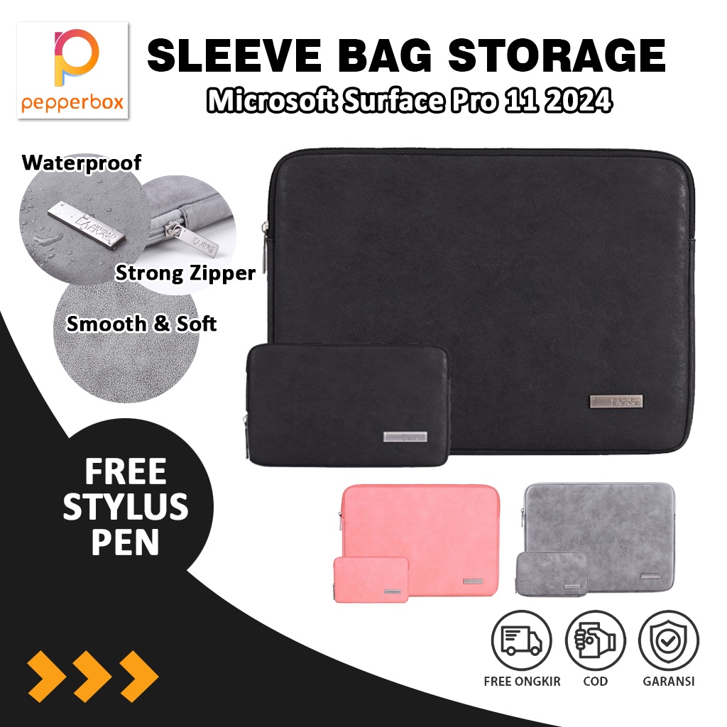 Microsoft Surface Pro 11 2024 Sleeve Bonus Pouch Tab Tas Laptop Cover Sarung Pelindung Case Tablet C