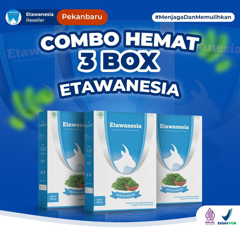 

Paket Hemat 3 box ETAWANESIA Susu Kambing Etawa membantu mengatasi keluhan anda seperti nyeri sendi, pegel linu, nyeri punggung, asam urat, kebas dan kesemutan