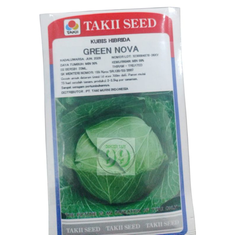 Benih Kubis Green Nova 20 ml | Kol Green Nova Kemasan 20 ml - Takii Seed
