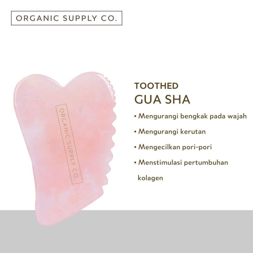 Rose Quartz Gua Sha | Alat Pijat Natural untuk Wajah dan Leher| Bantu Bentuk Kontur Wajah, Kencangka