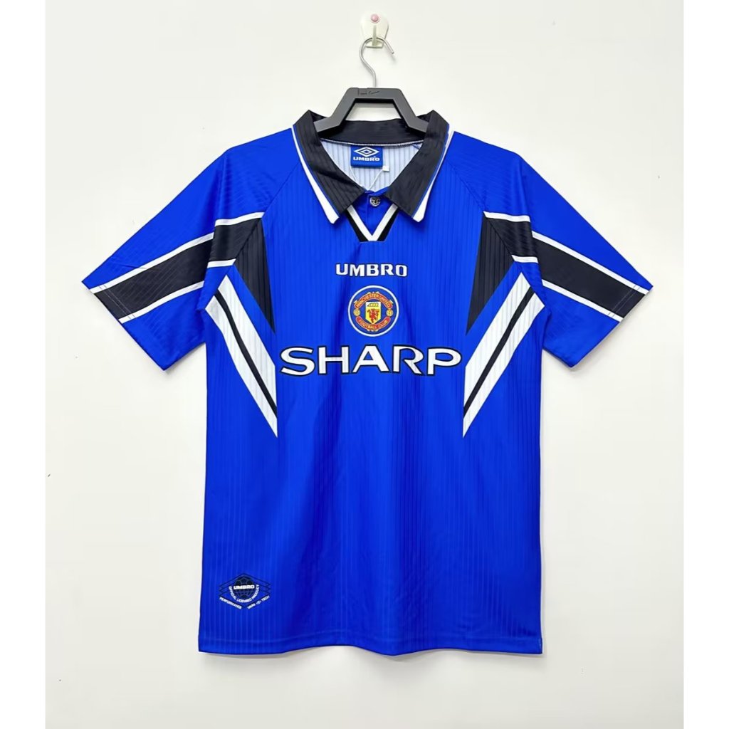 READY STOK LANGSUNG KIRIM BAJU BOLA JERSEY MU THIRD RETRO 1996 1998 JERSEY RETRO JERSEY MU BIRU