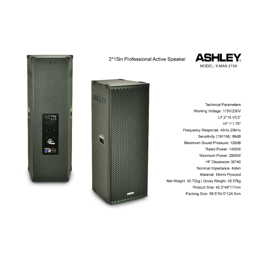 SPEAKER AKTIF ASHLEY XMAN 215A 2 X 15 INCH DOUBLE 15 1 BUAH
