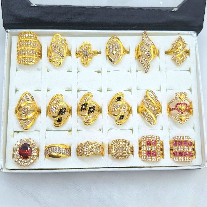 cincin suasa atau swasa lapisan emas 24k permata tembakan berlian mirip emas asli dan berlian asli w