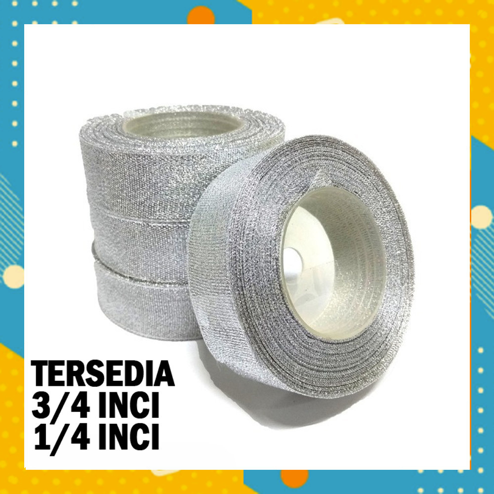 

Pita Metalik Silver Perak Kerajinan Tangan Ribbon Glitter Hampers Kado ST4528A5