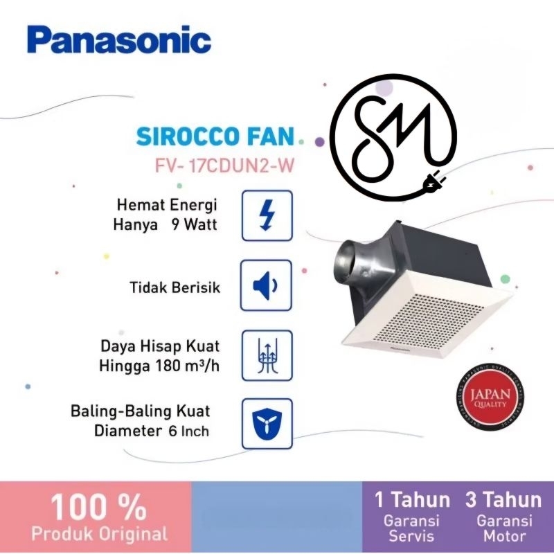 Exhaust Fan Plafon Panasonic FV-17CDUN 6 inc 17CDUN FV17CDUN Sirocco fan