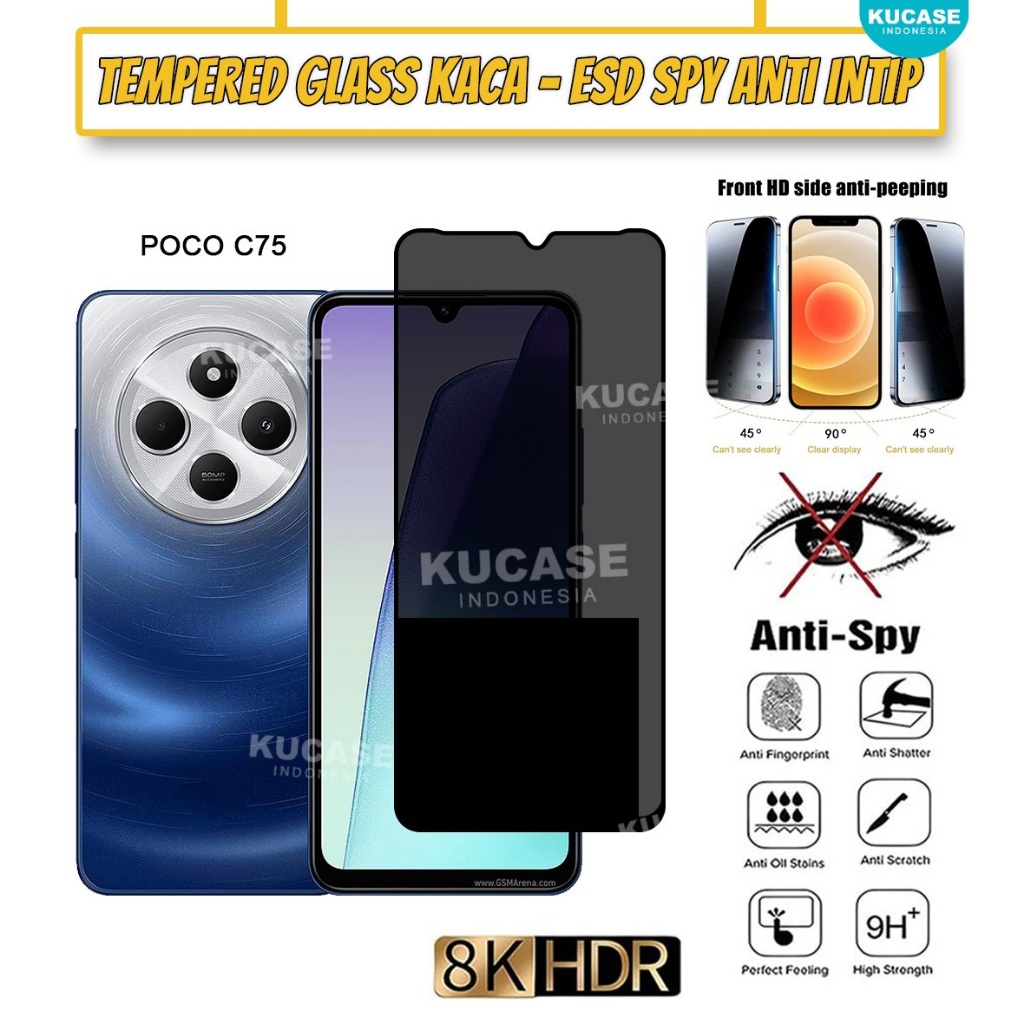 Poco C75 Poco F6 Poco F2 Pro Poco X7 Pro 5G Temperd Glass Kaca Anti Static Spy Anti Intip Full Layar