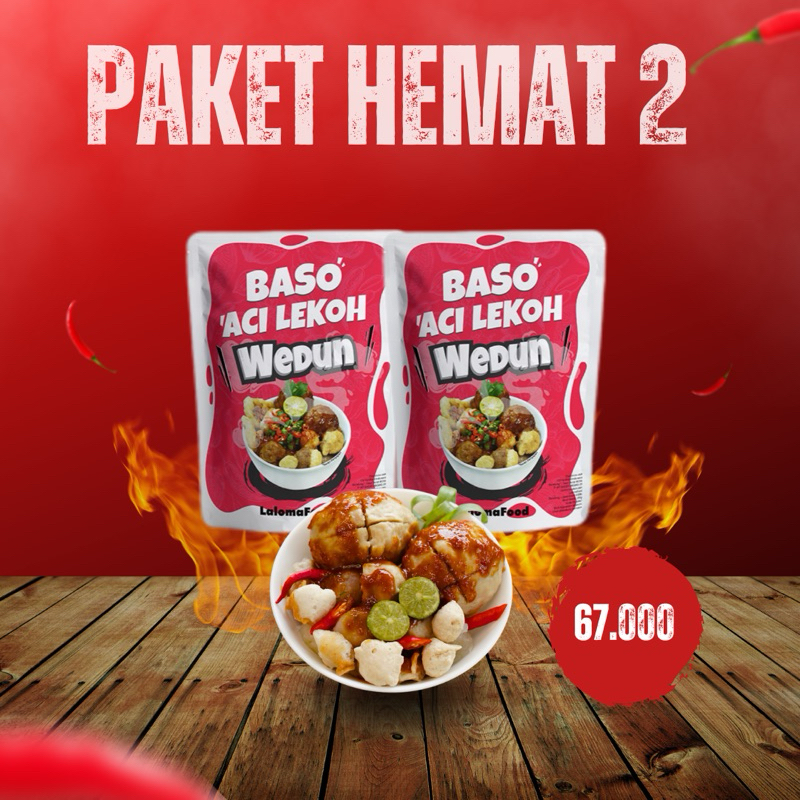 

Paket 2 Pcs Baso Aci Lekoh Wedun Misdaseum - Amis Lada Haseum - Makanan Instan - Food