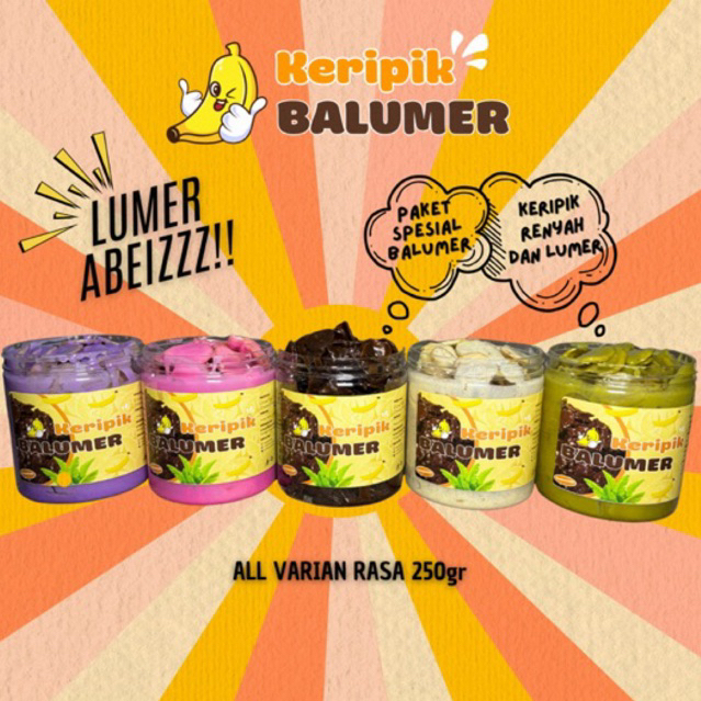 

Keripik Pisang Coklat Lumer BALUMER - Cemilan Manis Snack Food 600ml 250gram