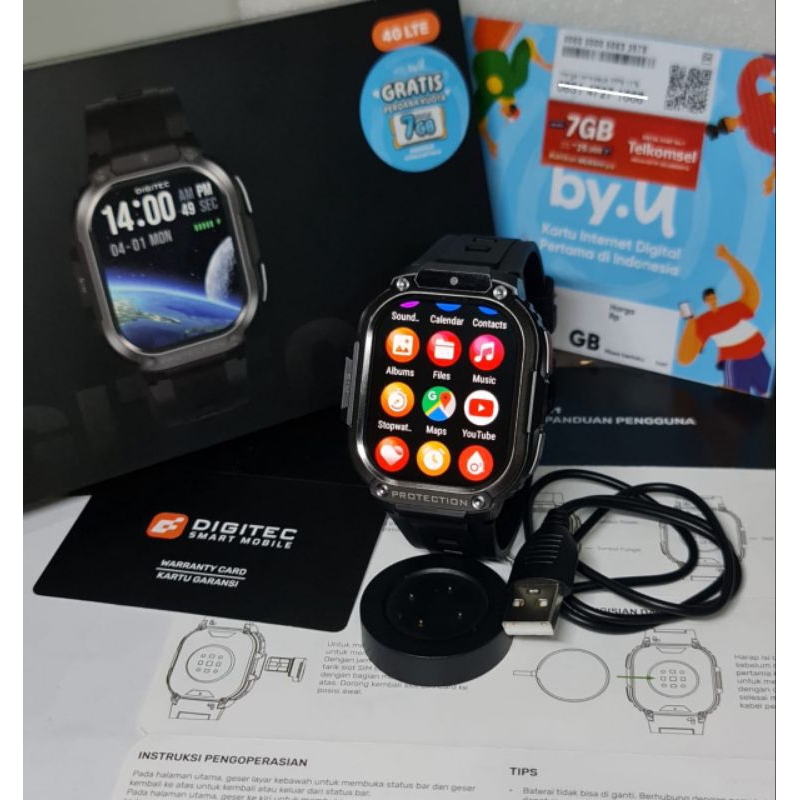DIGITEC SMARTWATCH MOBILE FREE PERDANA KUOTA BYU 7G 100% ORIGINAL