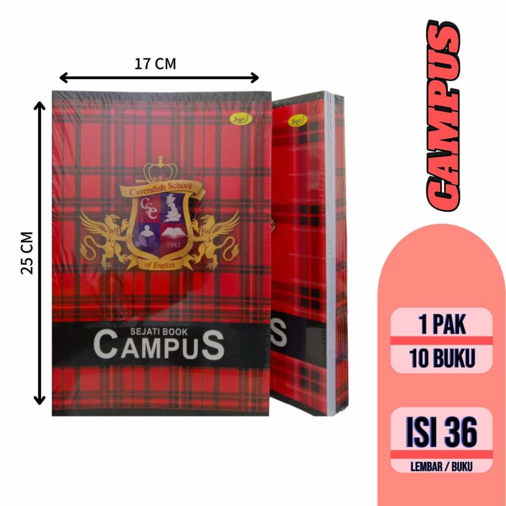

{1 Pak}Buku Tulis Panjang CAMPUS 36 Lembar Buku Tulis Boxy SEJATI - 1 Pak Isi 10 Pcs