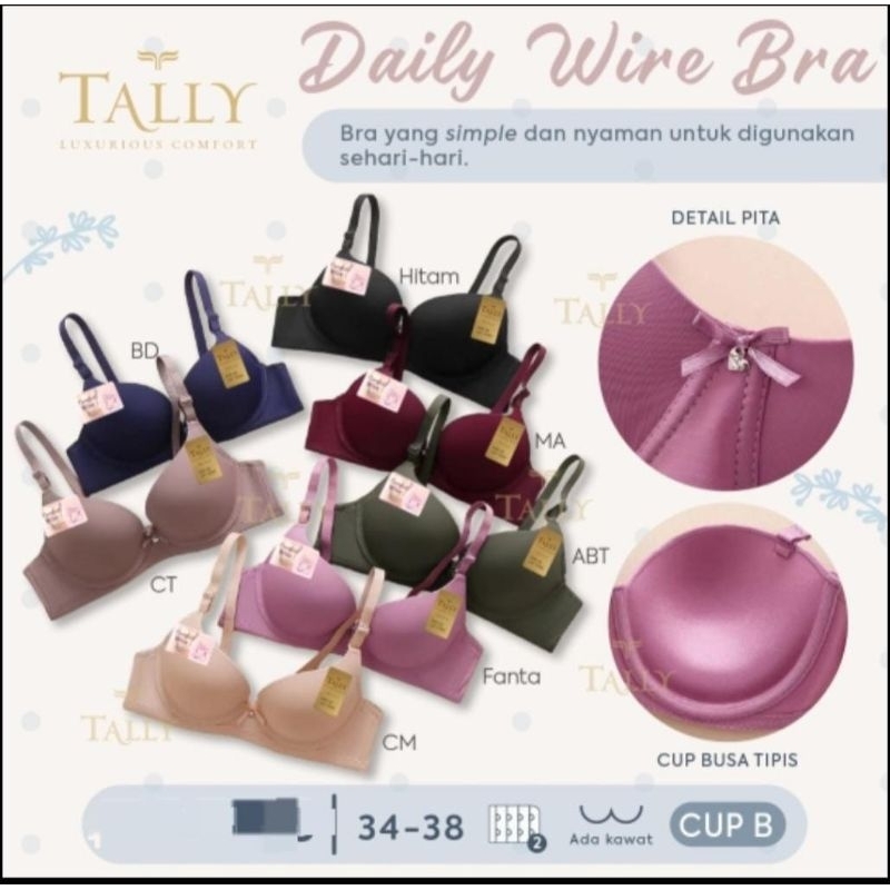 TALLY BH BRA 3388 BUSA SEDANG KAWAT | CUP B SIZE 34-38 | DAILY WIRE BRA