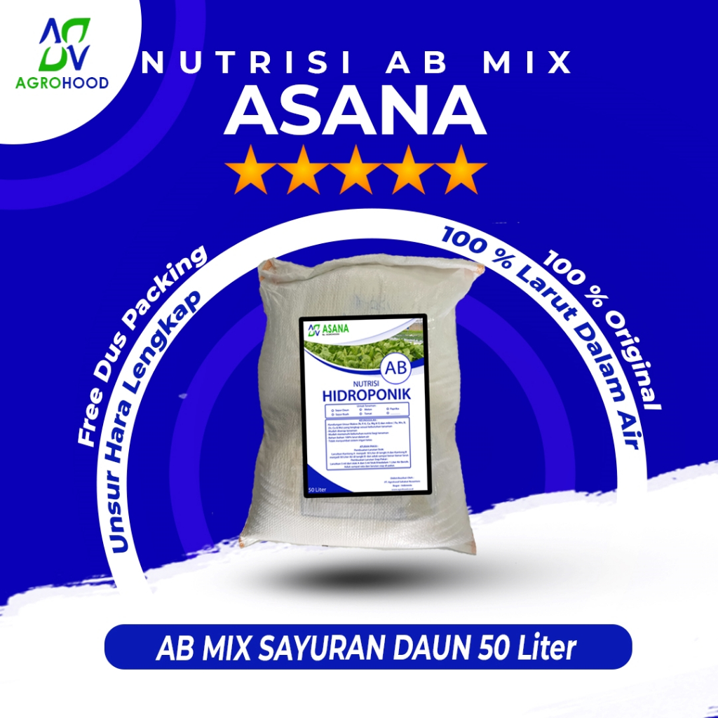 ASANA Nutrisi AB Mix Hidroponik Sayur Daun Pekatan 50 Liter