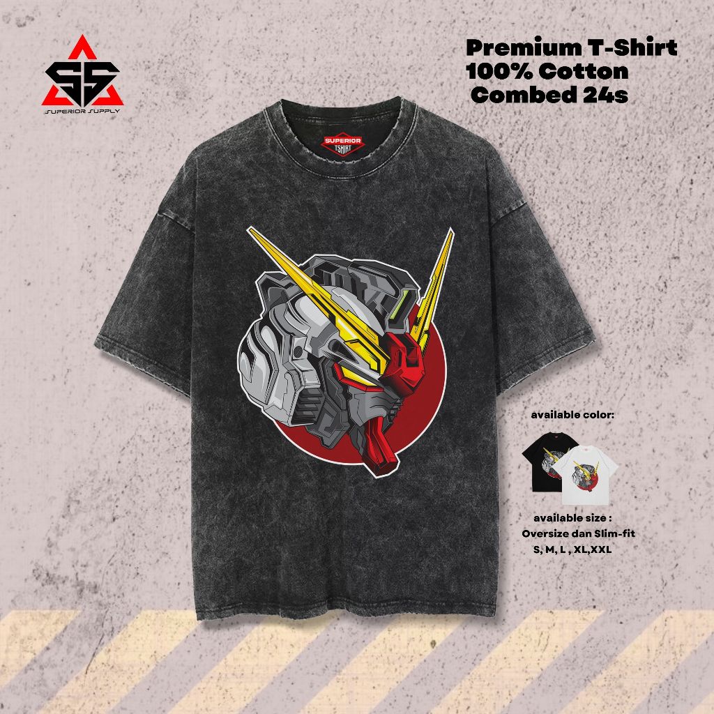 SUPERIOR Kaos Gundam Oversized washed tshirt Oversize slimfit sandwash GDM-10