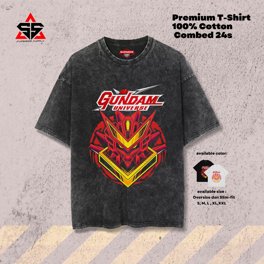 SUPERIOR Kaos Gundam Oversized washed tshirt Oversize slimfit sandwash GDM-4
