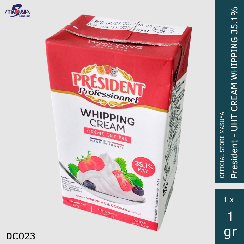 

President Whipping Cream UHT 35.1% 1 Liter