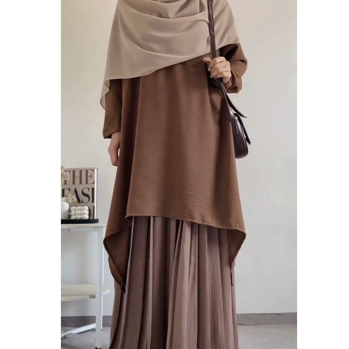 termurah haura tunik by safalunaku midi dress simple elegant malaysian look crinkle premium