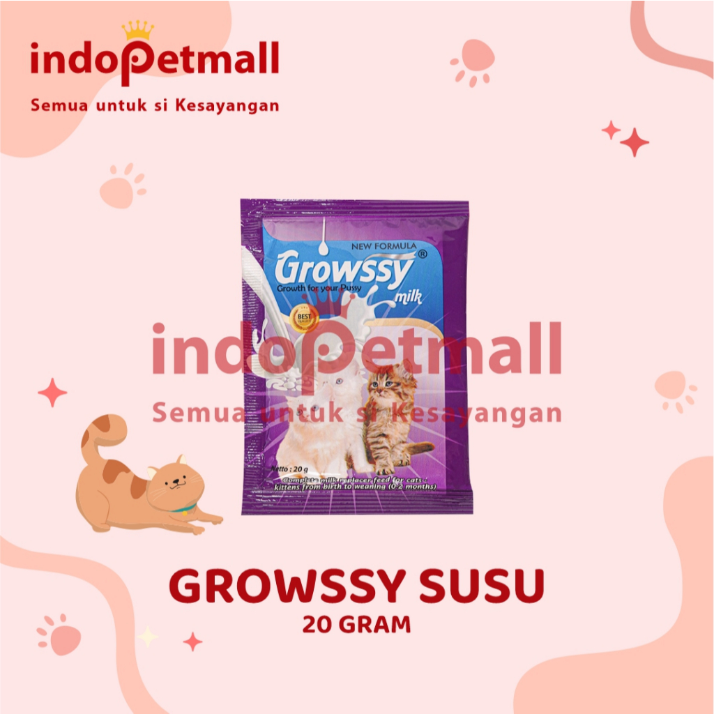 Growssy Susu Kucing 20 gram Growsy Susu Anak Kucing Baby Cat Milk Susu Kucing Bayi Susu Kucing Baru 