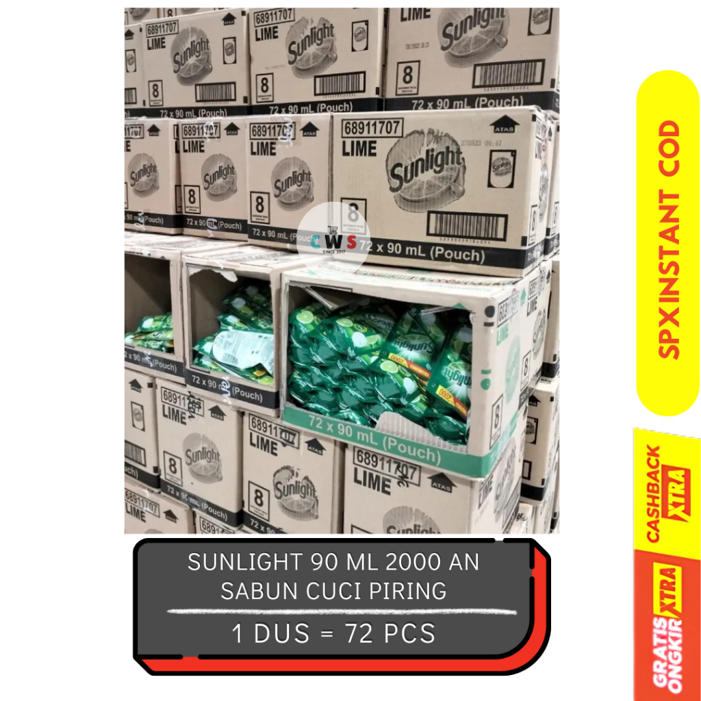 SUNLIGHT 2000 Jeruk Nipis Sabun Cuci Piring Cairan Pencuci 90 ml Murah & Hemat - 1 Dus / 72 Pcs